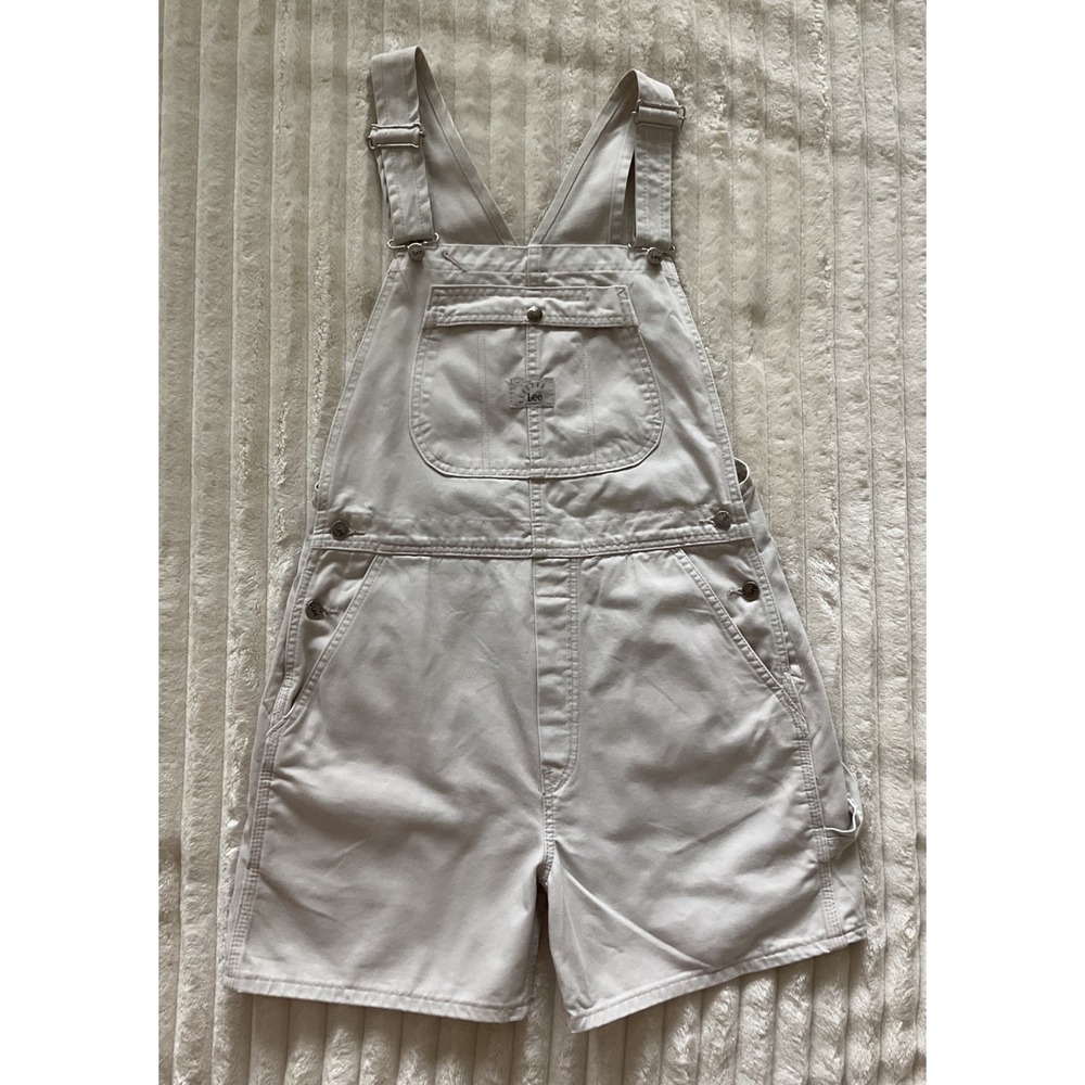 Vintage Lee Khaki Shortalls Womens Medium Regular Cotton Overalls Made in USA